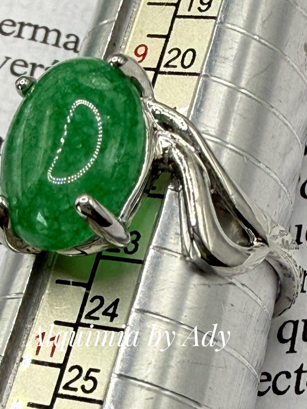 Jade and silver colorful ring